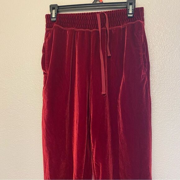 Fabletics Daria Luxe Velour stretch pull on Jogger cherry burgundy red Small - Picture 6 of 12